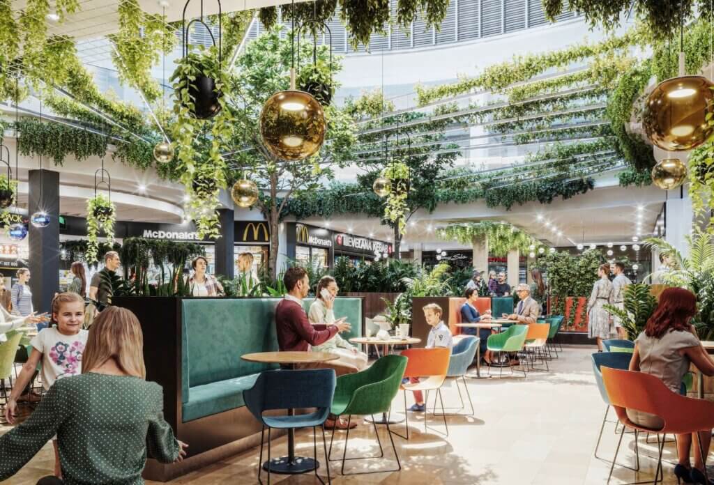 megújult ételudvar az Arena Mallban, pláza, foodcourt, zöld oázis, karácsonyi bevásárlás, pláza